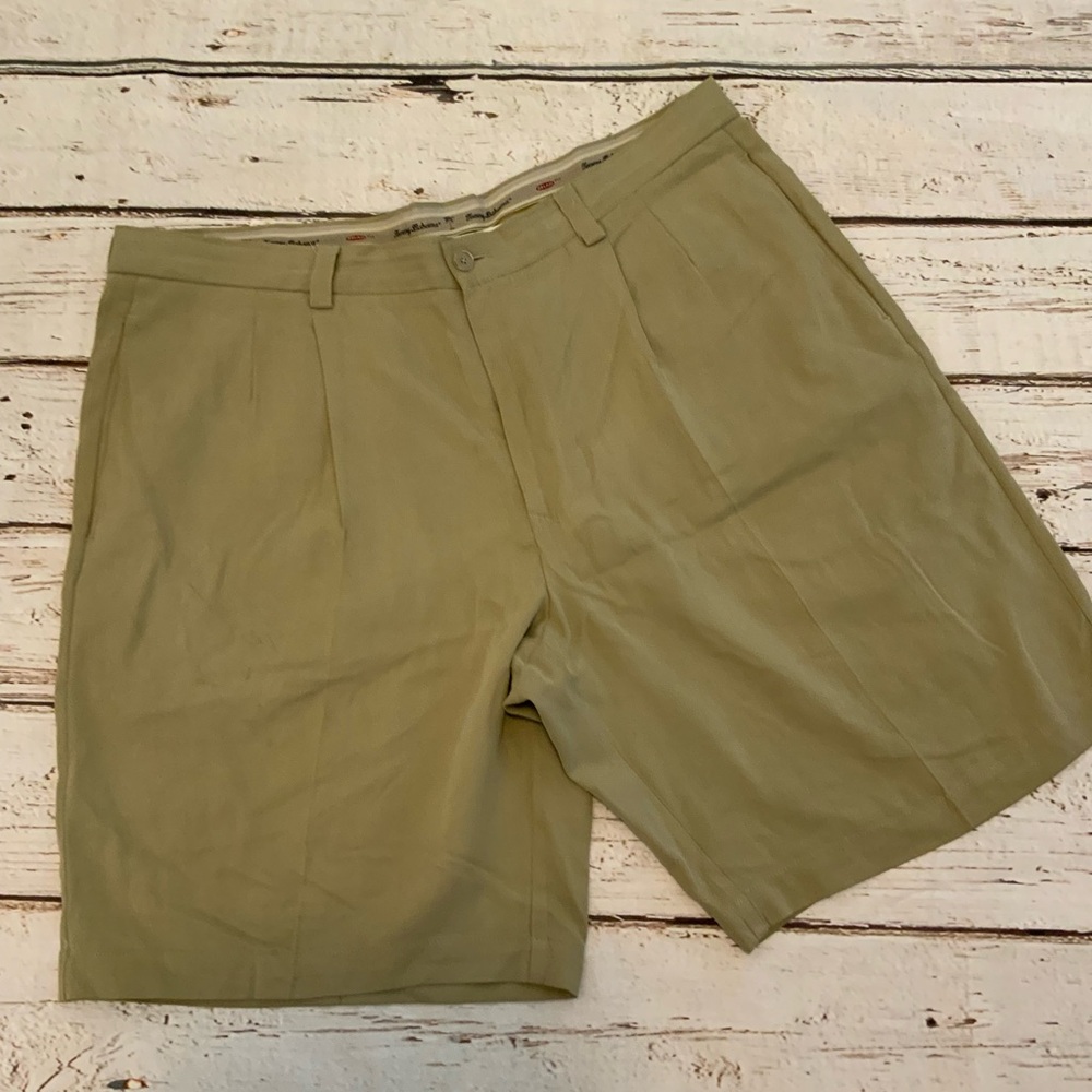 Tommy Bahama Mens 36 Silk‎ Blend Shorts Beige Khaki Pleated Island Luxury Summer